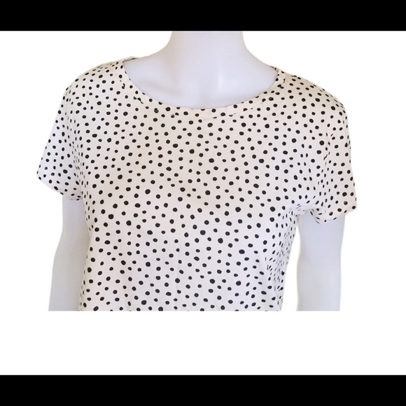 H&M Basic Polka Dot Print Tee/Top With Round Neck & Cap Sleeves Ivory Size Small - Picture 5 of 12